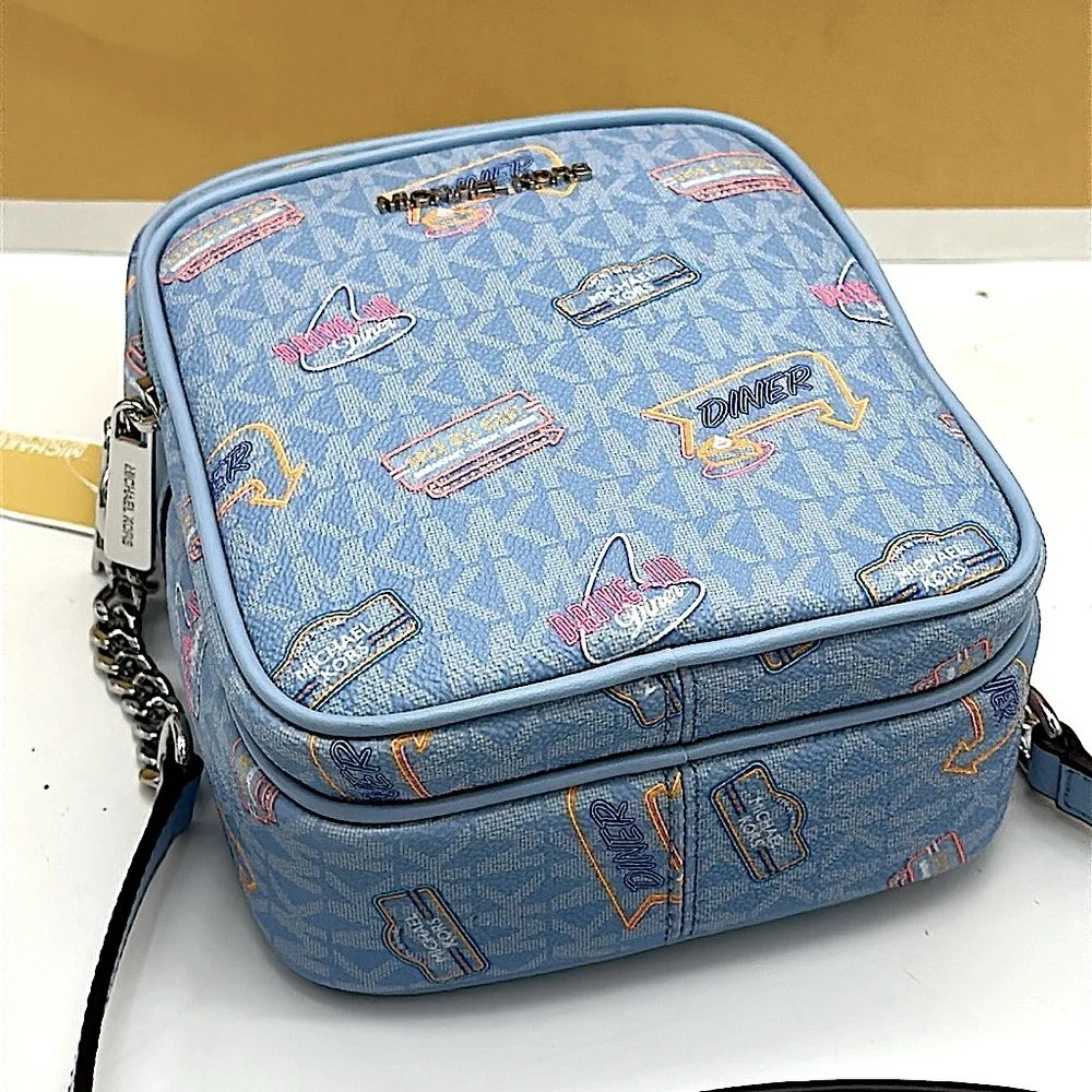 MICHAEL KORS Jet Set Medium Printed Signature Logo Crossbody NS CHAIN XBODY Bag